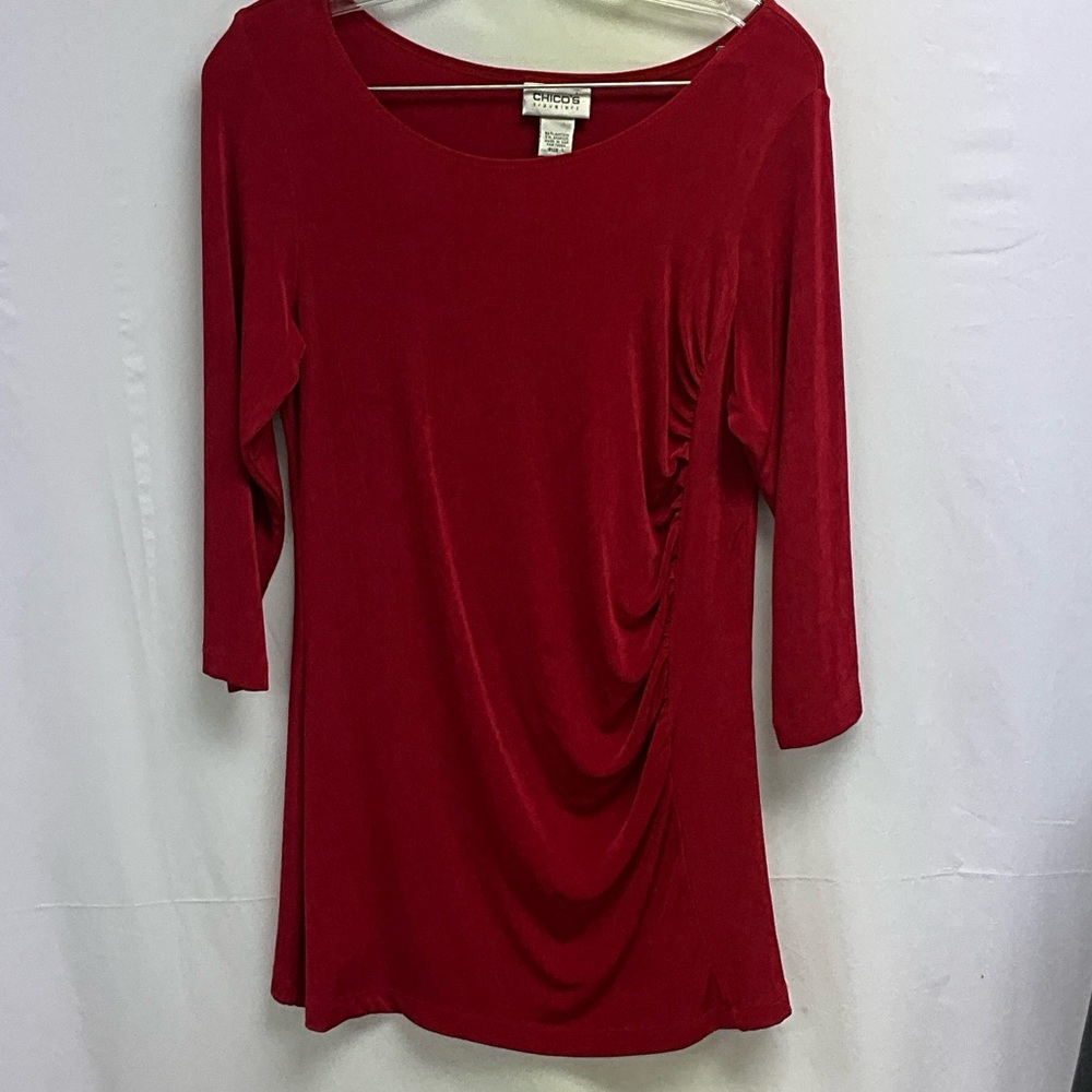 Chicos Travelers Red Tunic Top